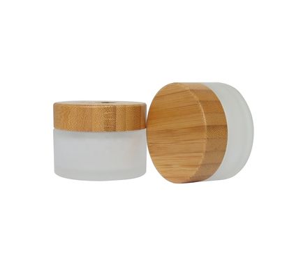 Behälter-Glasgefäß-Sorgfalt-Bambushaut des Mattglas-Sahne-50g 15g 30g kosmetische