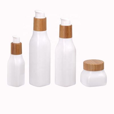 OPAL Glass Serum Bottles With-Bambus-Creme-Gesichts-Sorgfalt-Glas-Kosmetik des Quadrat-150g