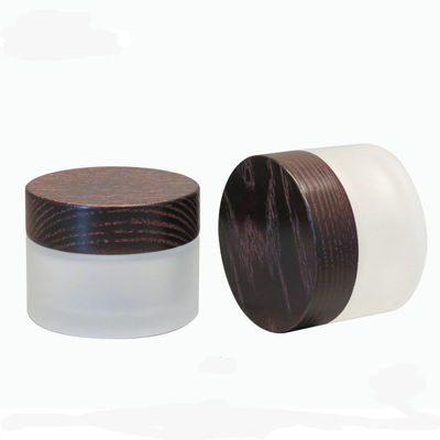 schiefe Schulter-kosmetisches Glasglas 15g 30g 50g mit hölzerner Deckel-Creme Browns