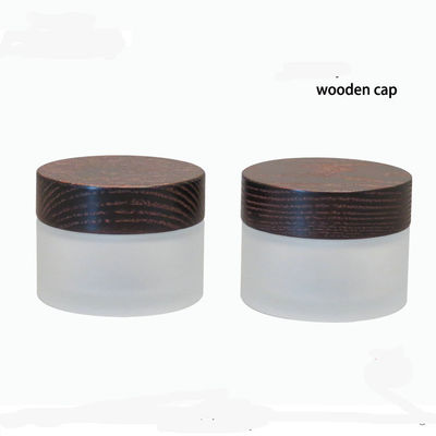 schiefe Schulter-kosmetisches Glasglas 15g 30g 50g mit hölzerner Deckel-Creme Browns