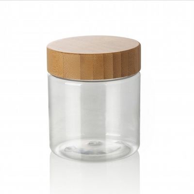 freundliche nachfüllbare Kosmetik HAUSTIER 250ml Eco bereifte Plastikglas mit Bambusdeckel