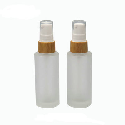 Flasche des Mattglas-50ml mit Bambuskappen-kosmetischem Behälter-Durchmesser 37mm* H95mmn