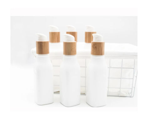 Glatter OPL-Glasflaschen-kosmetischer Lotions-Behälter und Cremetiegel mit hölzernem Deckel