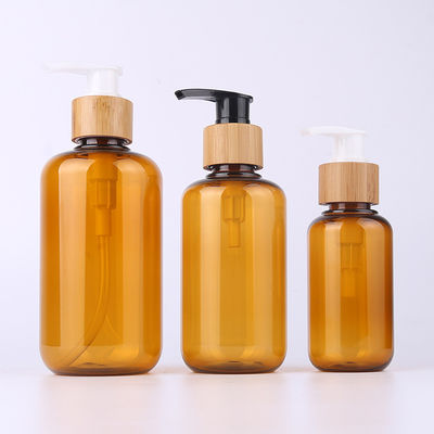 Amber Glass Bamboo Cosmetic Bottle mit hölzernem Kappen-Stich-Lotions-Sprüher