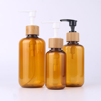 Amber Glass Bamboo Cosmetic Bottle mit hölzernem Kappen-Stich-Lotions-Sprüher