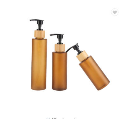Amber Frosted Shampoo Glass Bottle 100ml 150ml 200ml mit Bambuslotions-Pumpe