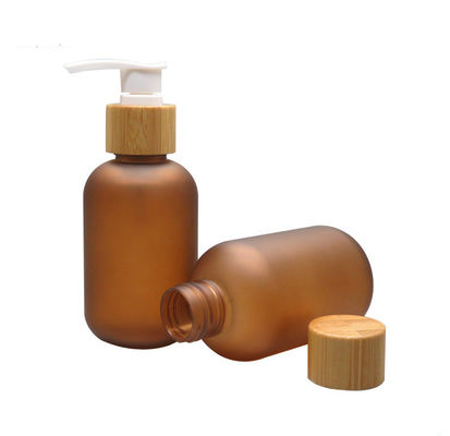 250ml bereifte Amber Cosmetic-HAUSTIER Flasche mit Bambuspumpe