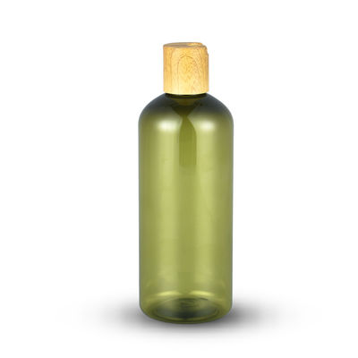 Heiße Verkaufs300ml STREICHELN bernsteinfarbige grüne Lotionsshampooflasche mit Bambuskappe