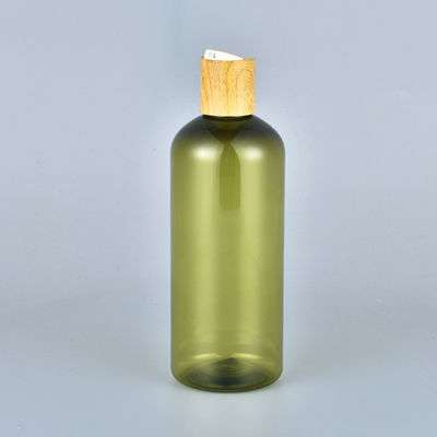 Heiße Verkaufs300ml STREICHELN bernsteinfarbige grüne Lotionsshampooflasche mit Bambuskappe