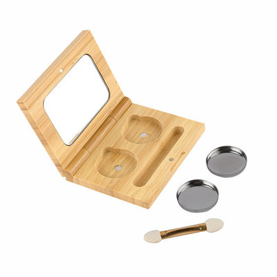 leerer kosmetischer Verpackenmake-uplidschatten-Doppelt-Hohlraum des bambus-10g mit Bürste
