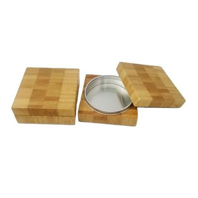 Leere Kosmetik rüttelt Aluminiumbehälter mit Bambusabdeckungs-/Lidschattenpulver
