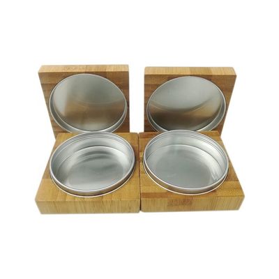 Leere Kosmetik rüttelt Aluminiumbehälter mit Bambusabdeckungs-/Lidschattenpulver
