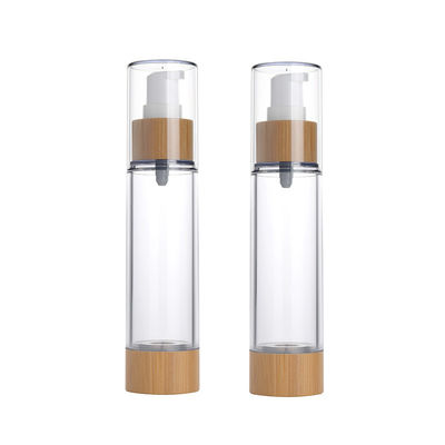 luftlose PlastikPumpflasche der Vakuumpumpe-Lotionsflasche 30ml 50ml mit Bambusdeckel