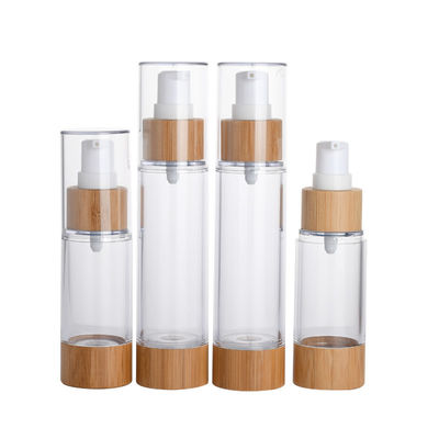 luftlose PlastikPumpflasche der Vakuumpumpe-Lotionsflasche 30ml 50ml mit Bambusdeckel