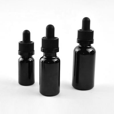 Matte Frosted Black Essential Oil-Glasflasche mit CR Tropfenzähler-Kappen-Flasche