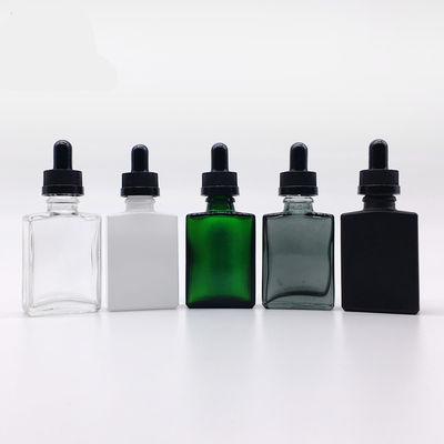 Rechteck-kosmetische Glastropfflasche 30ml mit Bambuskappe für ätherisches Öl