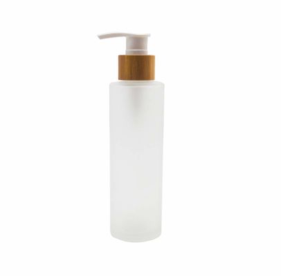 Flasche des Mattglas-120ml mit kosmetischer Lotions-Behälterpumpe Sorgfalt-Bambushaut