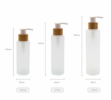 Flasche des Mattglas-120ml mit kosmetischer Lotions-Behälterpumpe Sorgfalt-Bambushaut