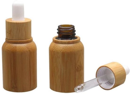 Glasflasche des ätherischen Öls mit Bambuskinderbeständiger Tropfenzähler-Luxushautpflege